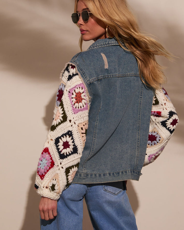 Alek Crochet Sleeve Denim Jacket