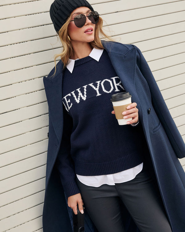 City of NYC Knit Sweater Navy Ivory