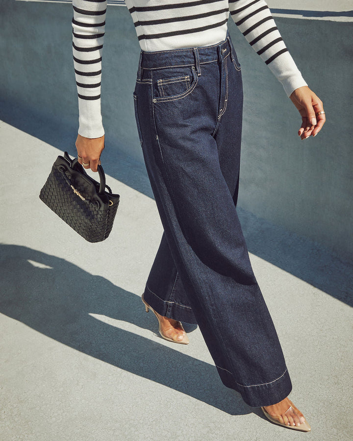 Weekend Plans Rigid High Rise Wide Leg Jeans