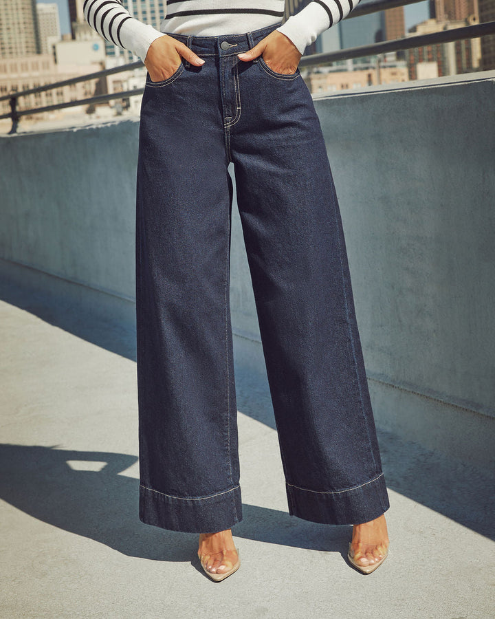 Weekend Plans Rigid High Rise Wide Leg Jeans