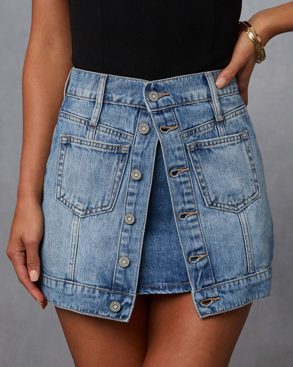 Look Twice Layered Mini Skirt Medium Wash