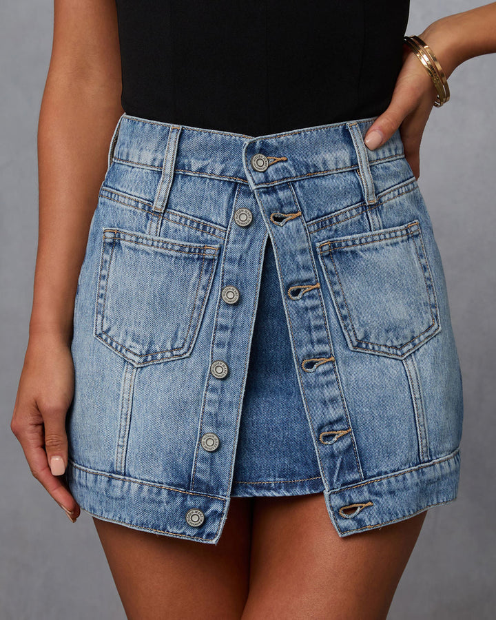 Look Twice Layered Mini Skirt Medium Wash