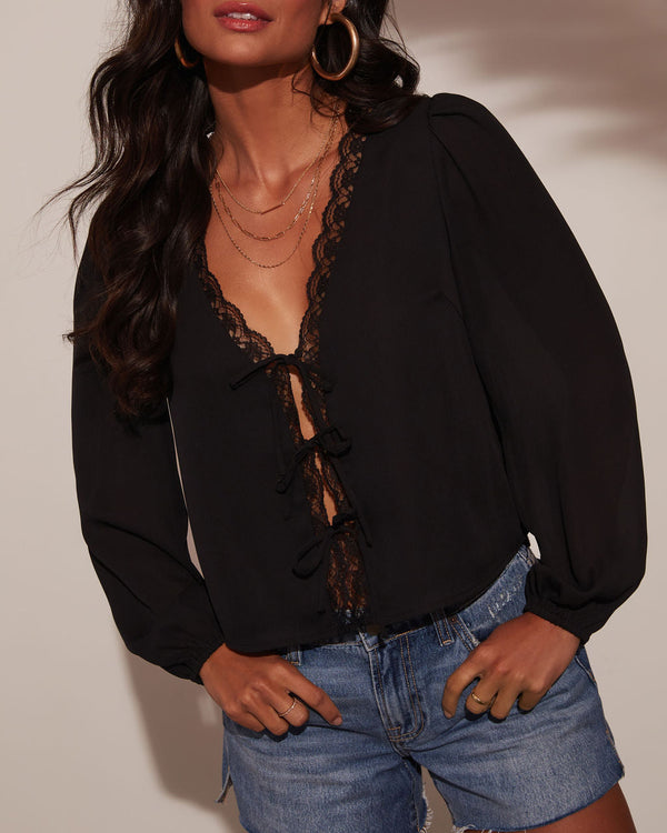 Alonso Lace Trim Top Black