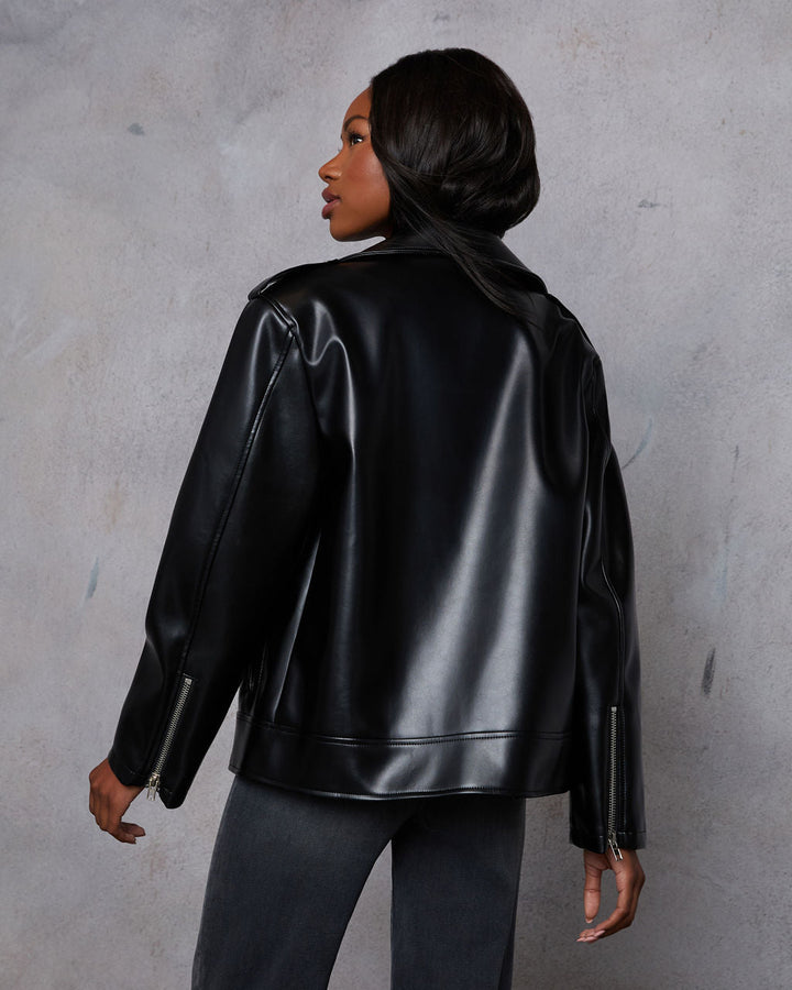 Emberly Oversized Faux Leather Moto Jacket