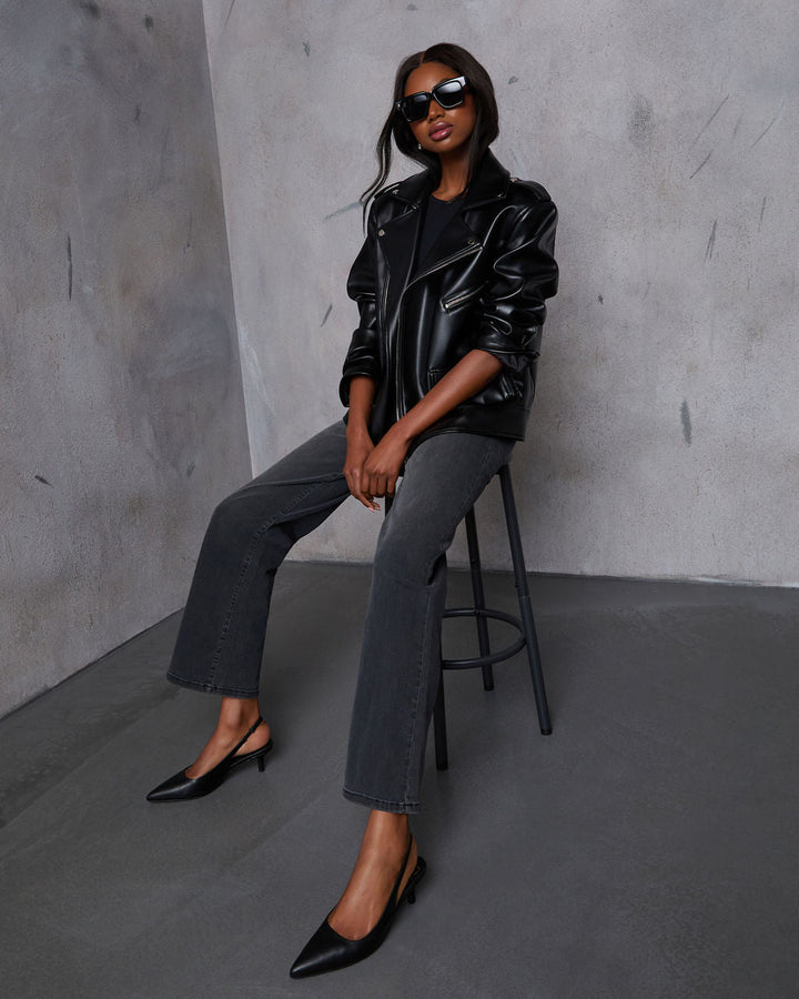 Emberly Oversized Faux Leather Moto Jacket