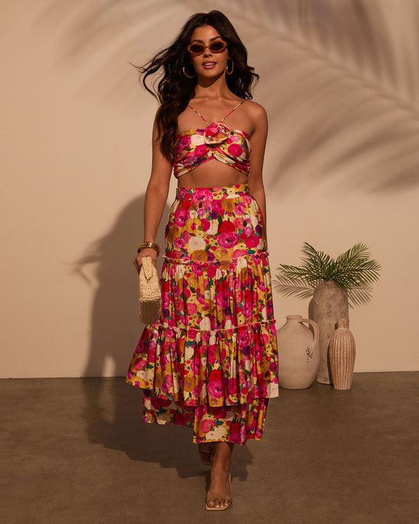 Margot Floral Halter Crop Top Multi