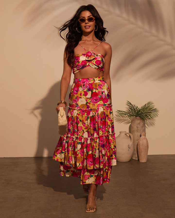 Margot Floral Halter Crop Top Multi