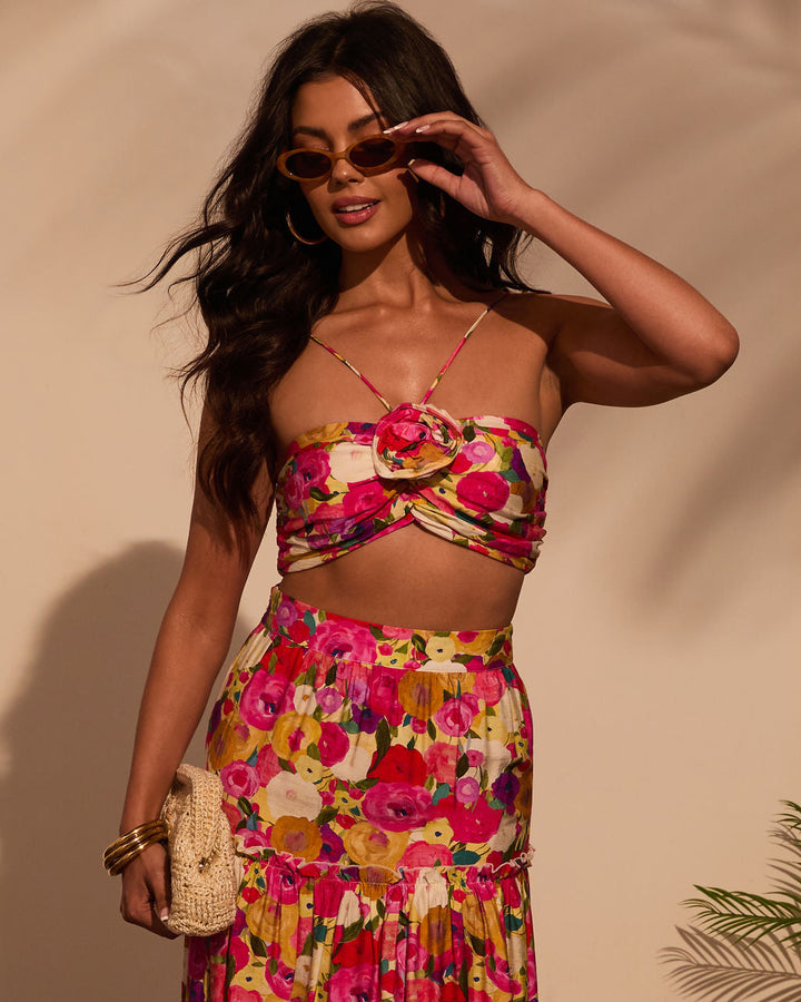 Margot Floral Halter Crop Top