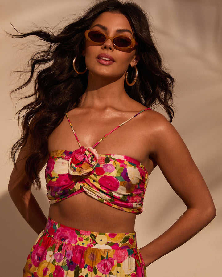 Margot Floral Halter Crop Top