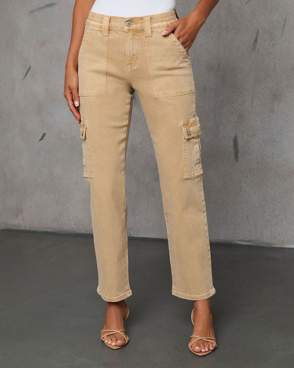 Hauser Stretch Cargo High Rise Jeans Khaki