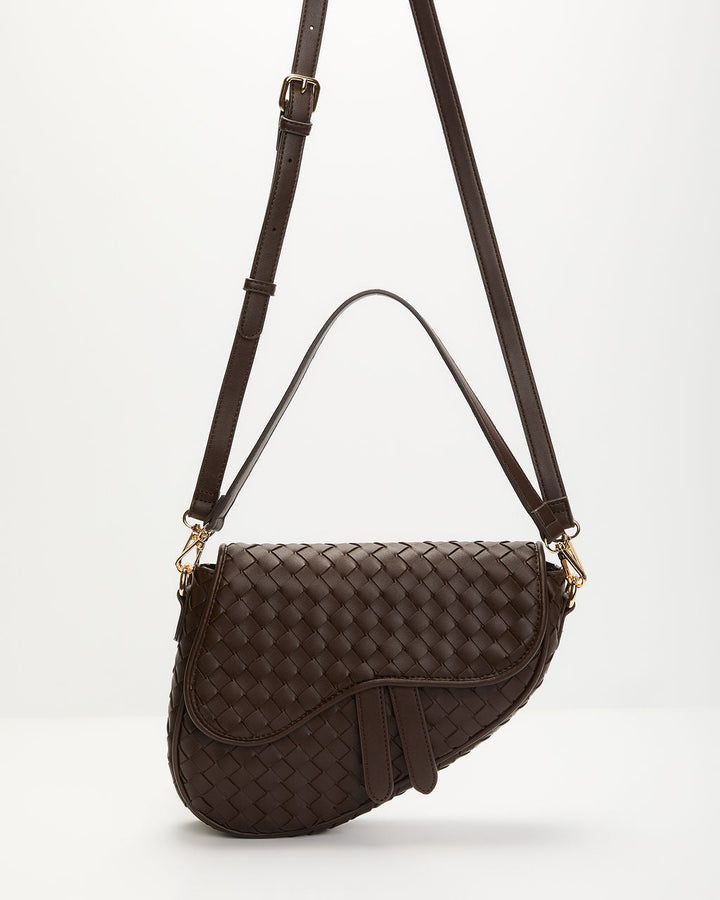 Kalila Faux Leather Woven Saddle Bag