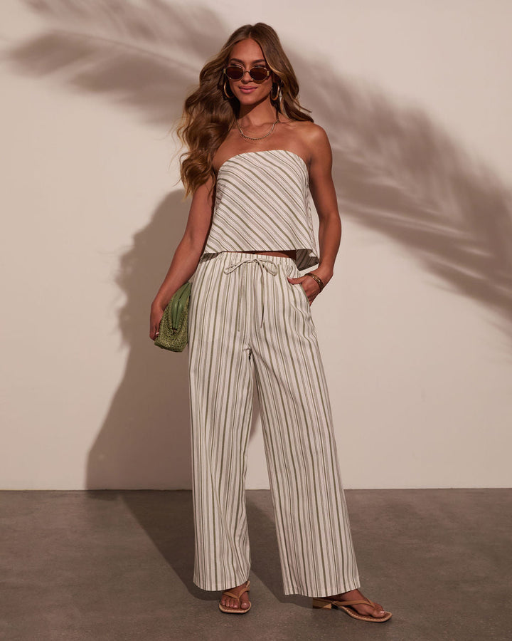 Myah Striped Wide Leg Pants Olive