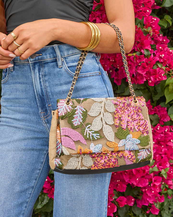 Elenia Embroidered Shoulder Bag Tangerine O S