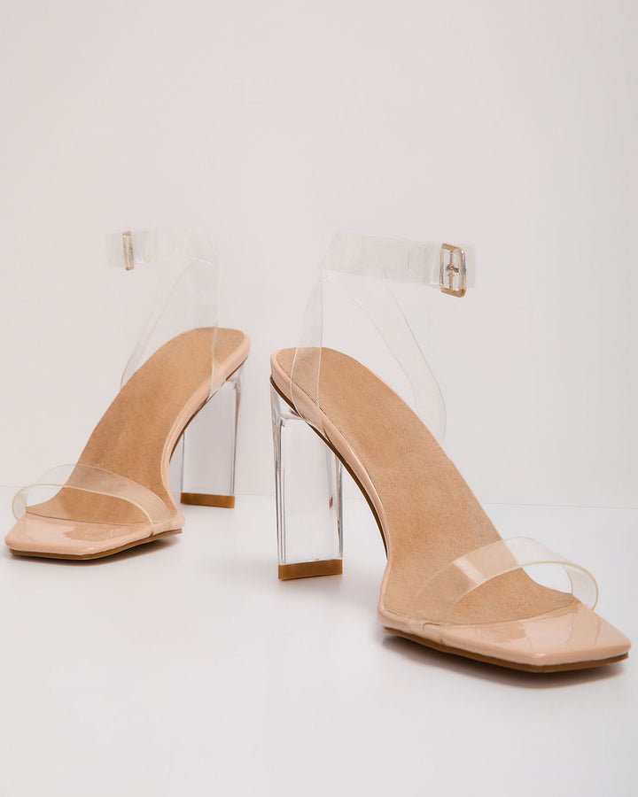 Billini Santiago Clear Strappy Heels Clear