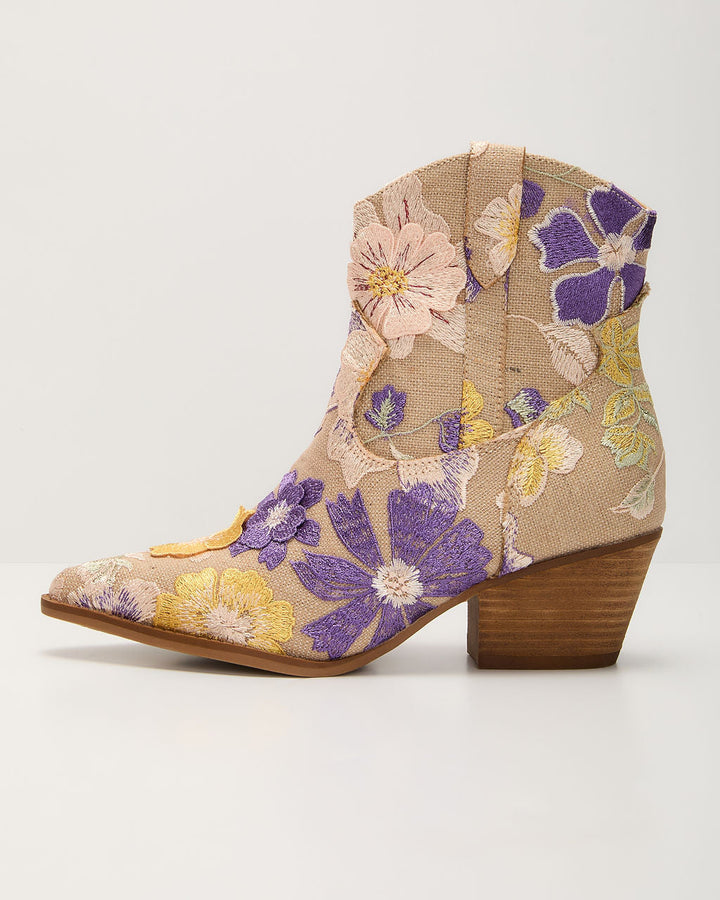 Sandrine Embroidered Floral Booties