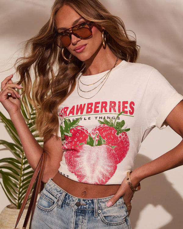 Sweet and Fresh Strawberries Graphic Tee Natural