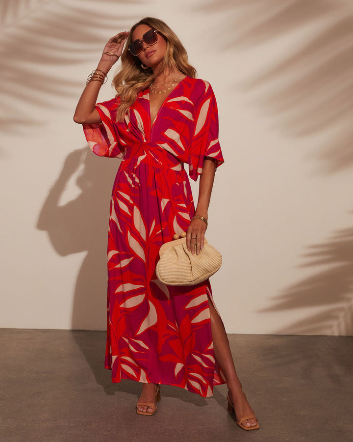 Erin Printed Kimono Sleeve Maxi Dress