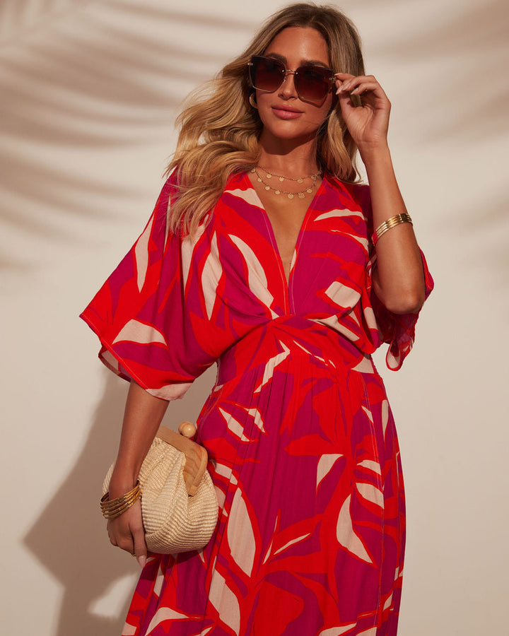 Erin Printed Kimono Sleeve Maxi Dress