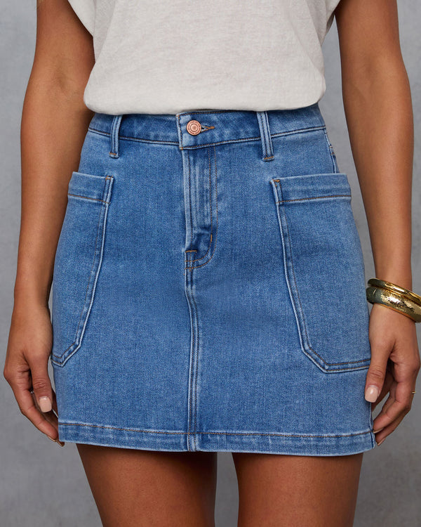 Belina Pocketed Mini Skirt Medium Wash