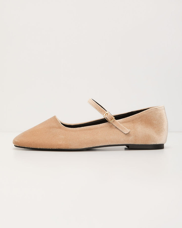Janey Velvet Mary Jane Ballet Flats