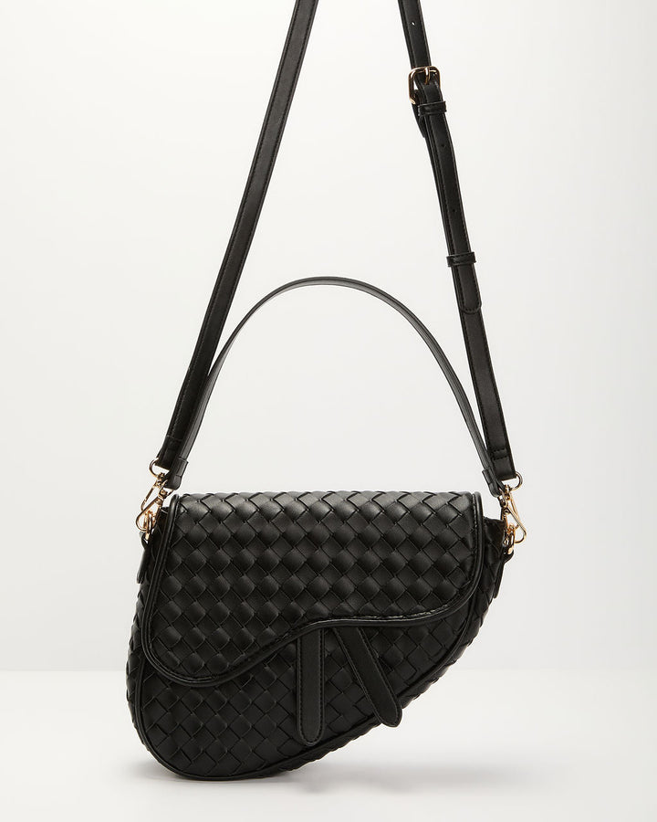 Kalila Faux Leather Woven Saddle Bag