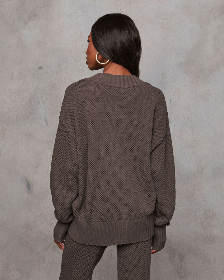 Find The Calm Front Button Textured Knit Cardigan