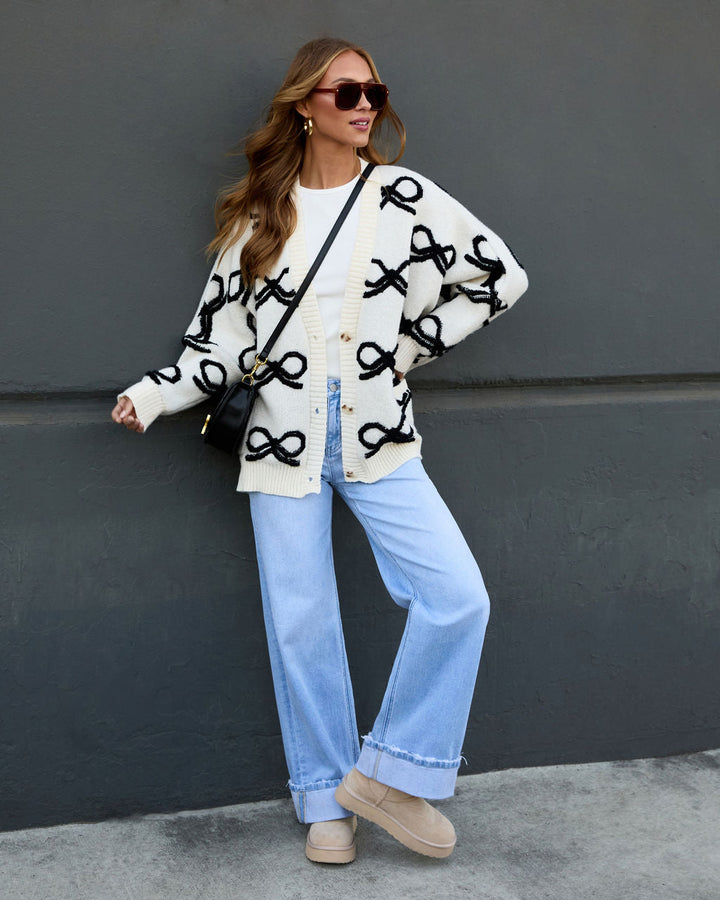 Dreamy Days Printed Bow Cardigan