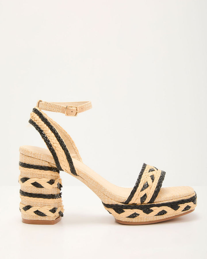 Tarlina Raffia Color Block Heeled Sandal