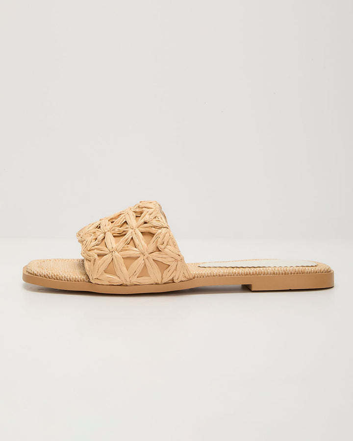 Selenah Woven Raffia Flat Sandals