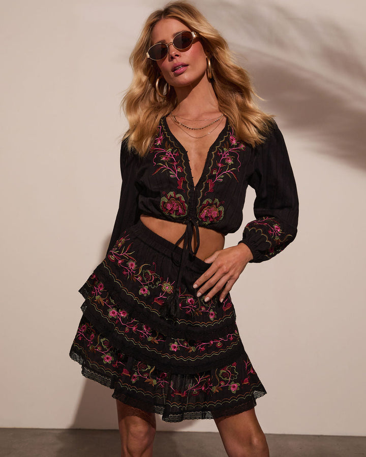 Trail of Flowers Tiered Floral Mini Skirt