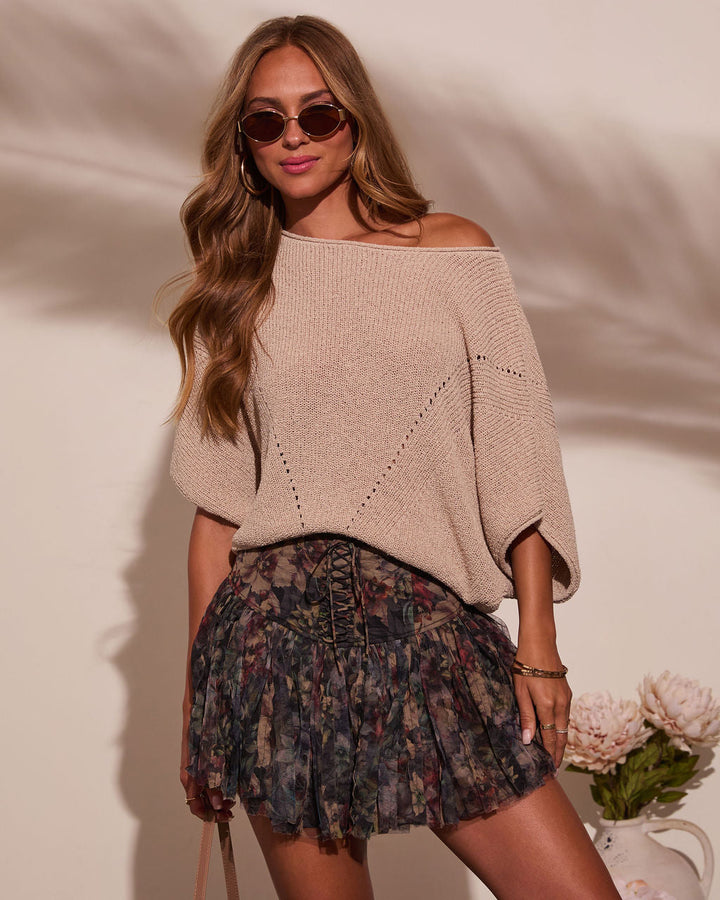 Lettie Short Sleeve Sweater Top Oatmeal