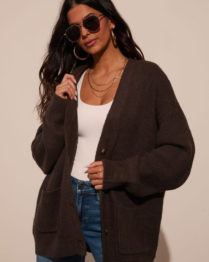 Warm Latte Oversized Cardigan Charcoal