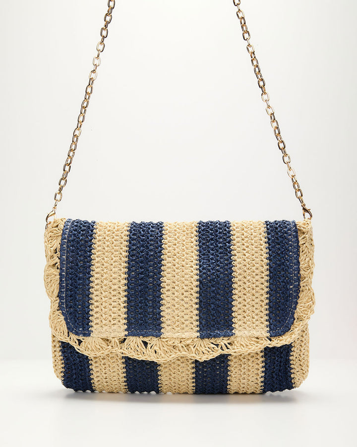 Ferry Striped Straw Clutch