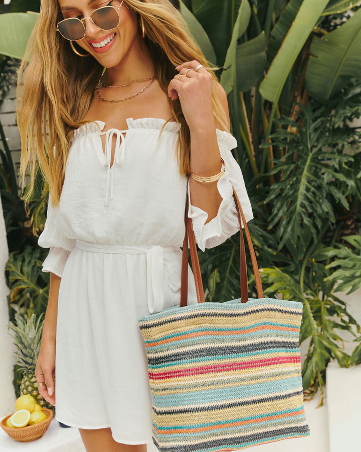Sunset Somewhere Striped Beach Tote Bag
