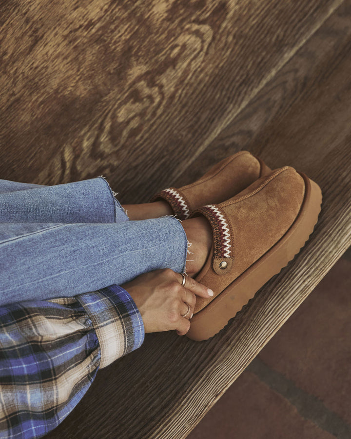 Selena Platform Slippers Chestnut