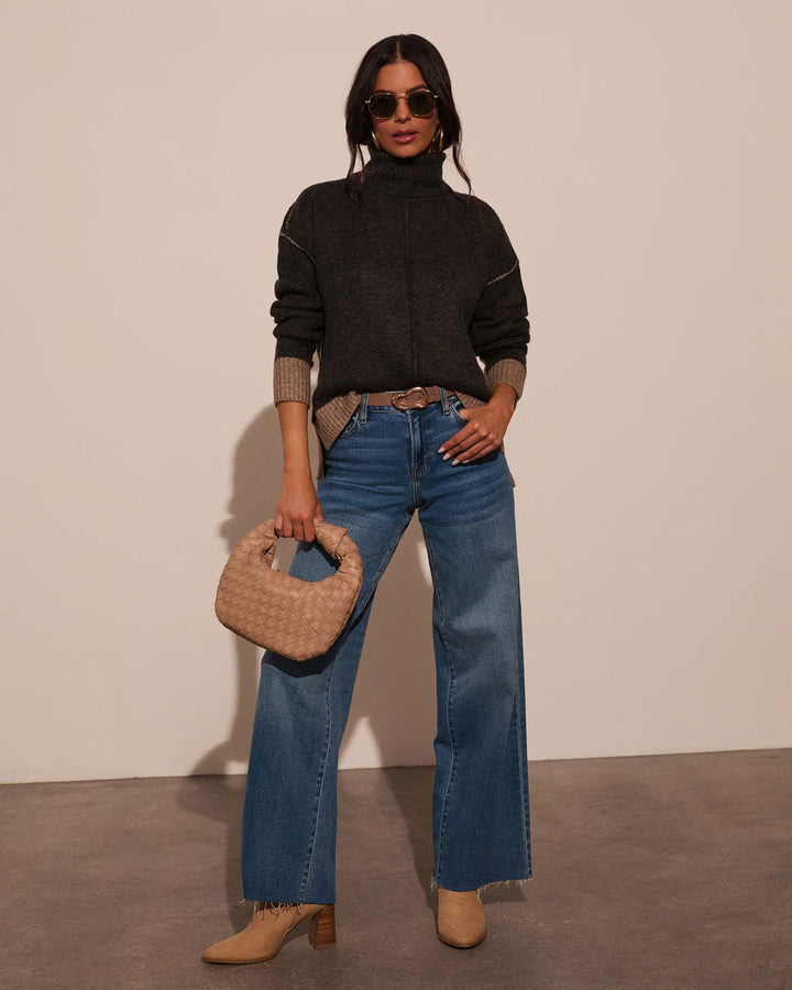 By The Way Contrast Turtleneck Sweater