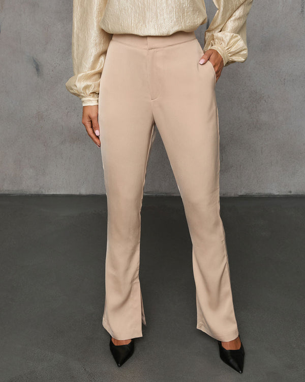 Gone Tomorrow High Rise Satin Pants Champagne