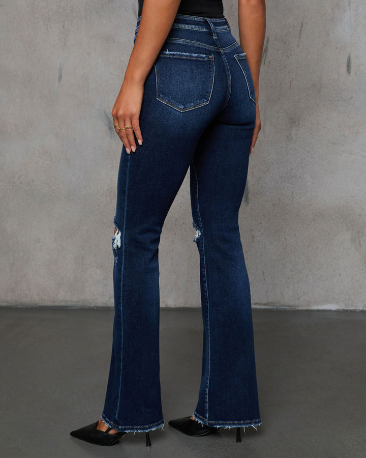 Pascal Super Stretch Distressed Flare Jeans