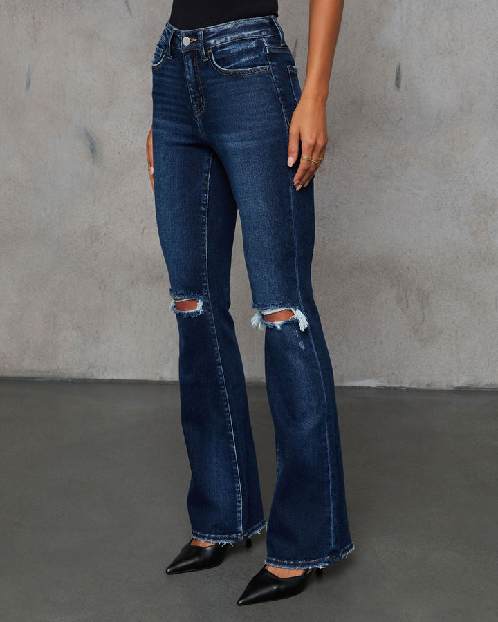 Pascal Super Stretch Distressed Flare Jeans