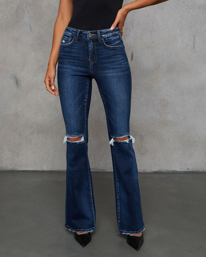 Pascal Super Stretch Distressed Flare Jeans