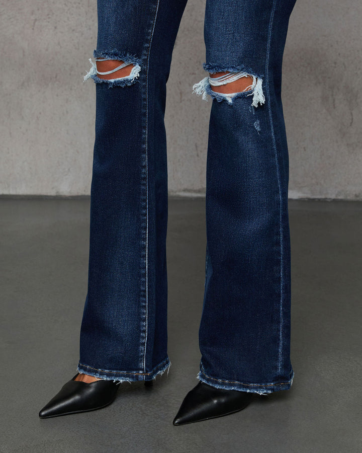 Pascal Super Stretch Distressed Flare Jeans