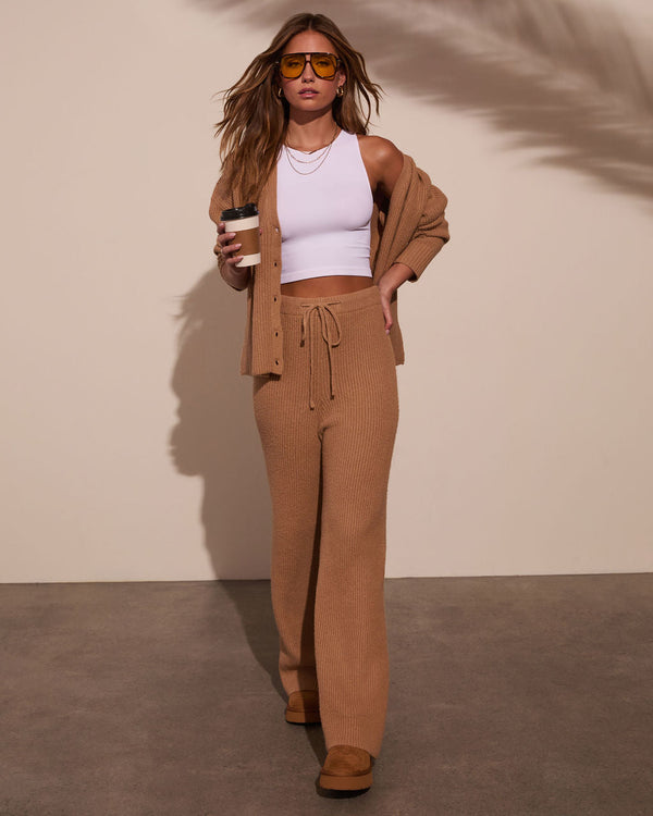 Sharna Ribbed Jogger Pants Camel