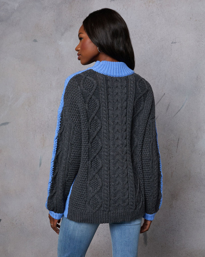 Pick A Side Cable Knit Contrast Sweater