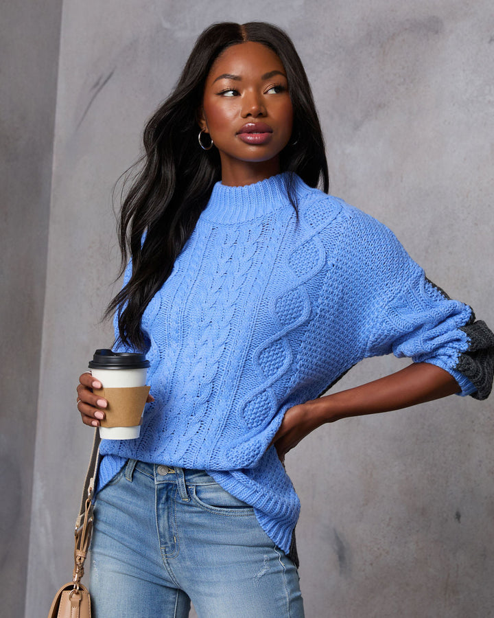 Pick A Side Cable Knit Contrast Sweater