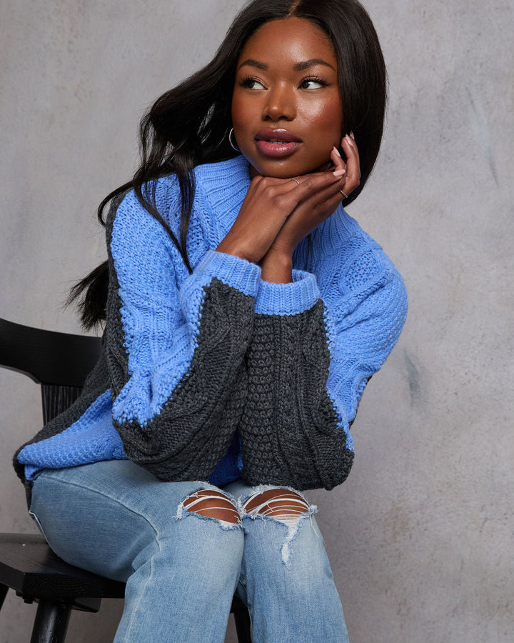 Pick A Side Cable Knit Contrast Sweater