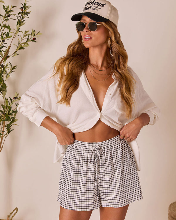 Destiney Waist Tie Shorts White Black