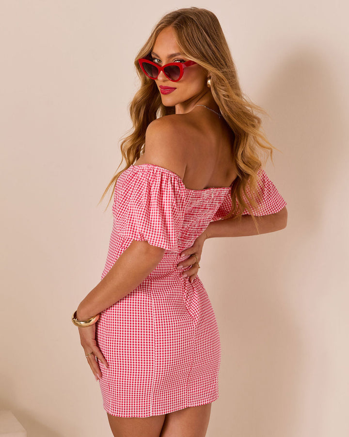Palomino Gingham Puff Sleeve Mini Dress