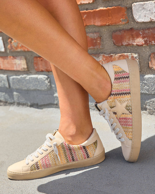 Coolway Multi Color Stitched Star Sneakers Multi Woven