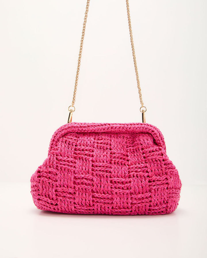 Ruma Woven Straw Pouch Clutch
