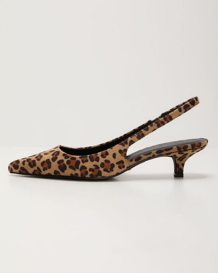 Chic Prowess Leopard Print Slingback Kitten Heels